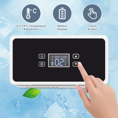 electric insulin cooler travel case lcd display and temperature control in view