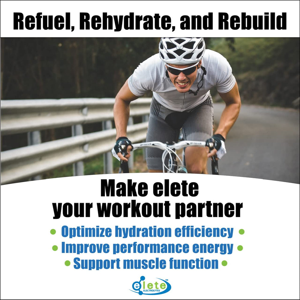 Water being mixed with Elete Citrilyte Add-In for hydration boost.