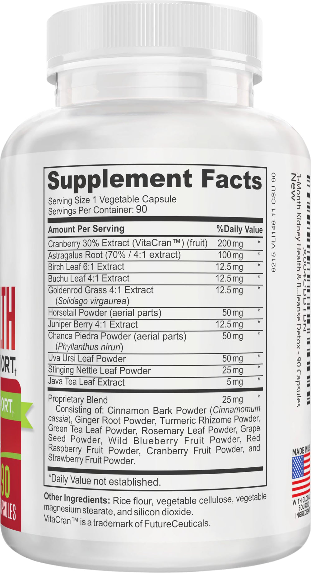 Elevate Kidney & Bladder Support bottle back lists ingredients.