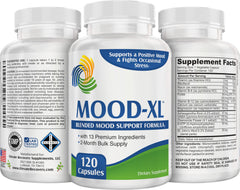 Elevate Mood-XL label detail showcases Ashwagandha and GABA benefits in a trusted formula