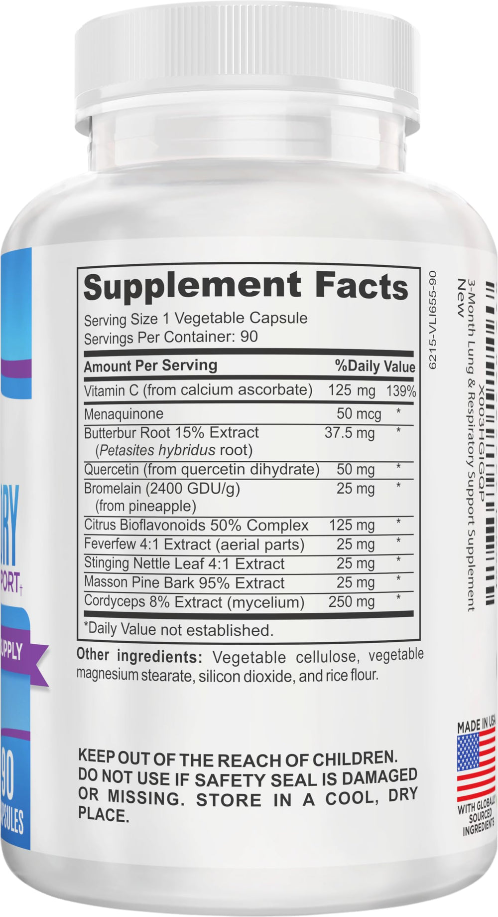 Elevate Recovery Lung and Respiratory ingredients close-up highlighting natural botanicals