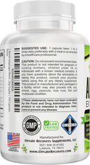 Elevate Recovery panax ginseng bottle label illustrating robust botanicals