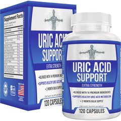 Elevate Recovery Uric Acid 14-in-1 bottle supports daily metabolic balance.