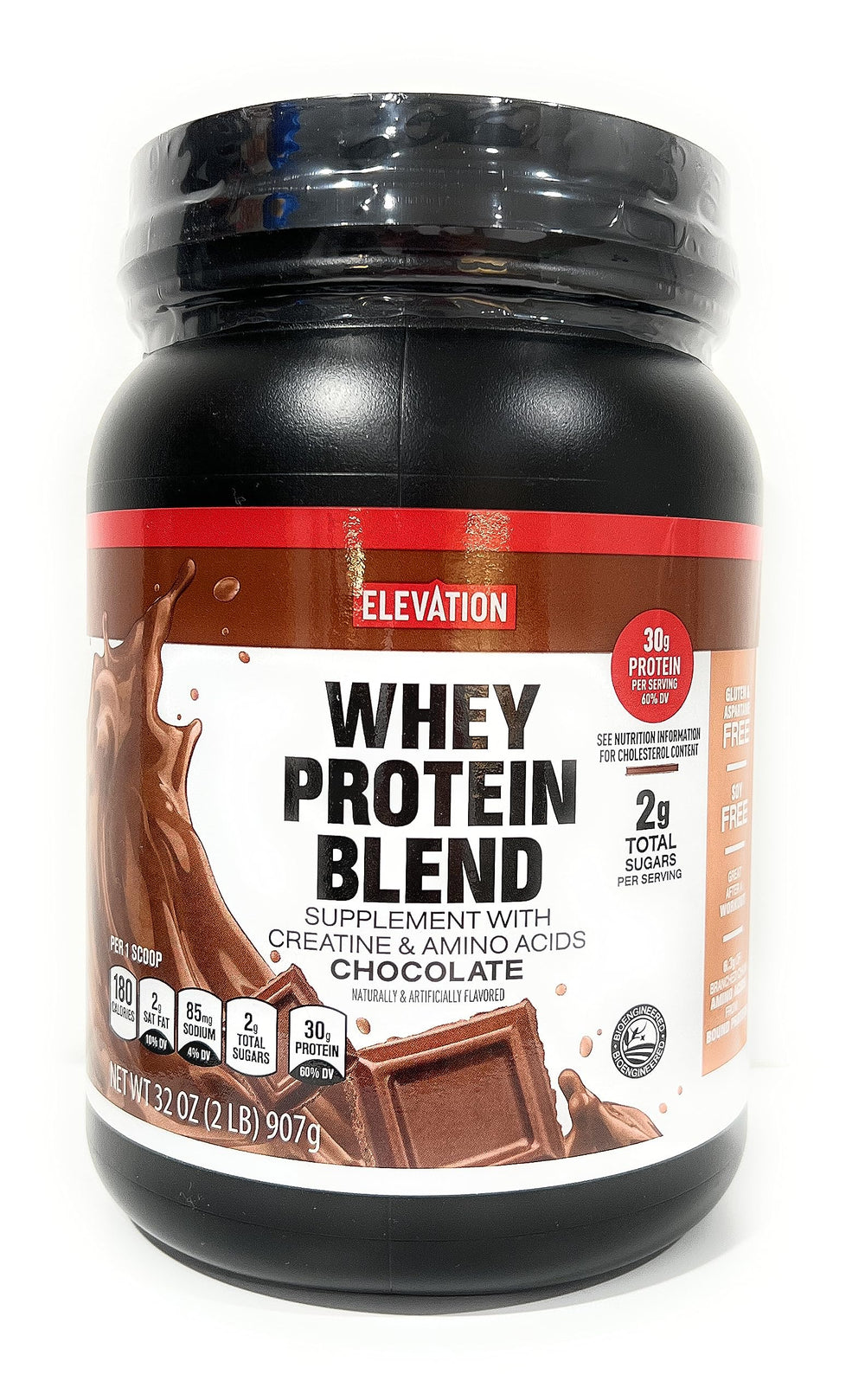 Elevation by Millville chocolate protein powder bottle ready for daily mixing and workouts.