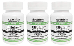 ELFOLATE 15mg 3-pack bottle front, convenient daily supplement option.