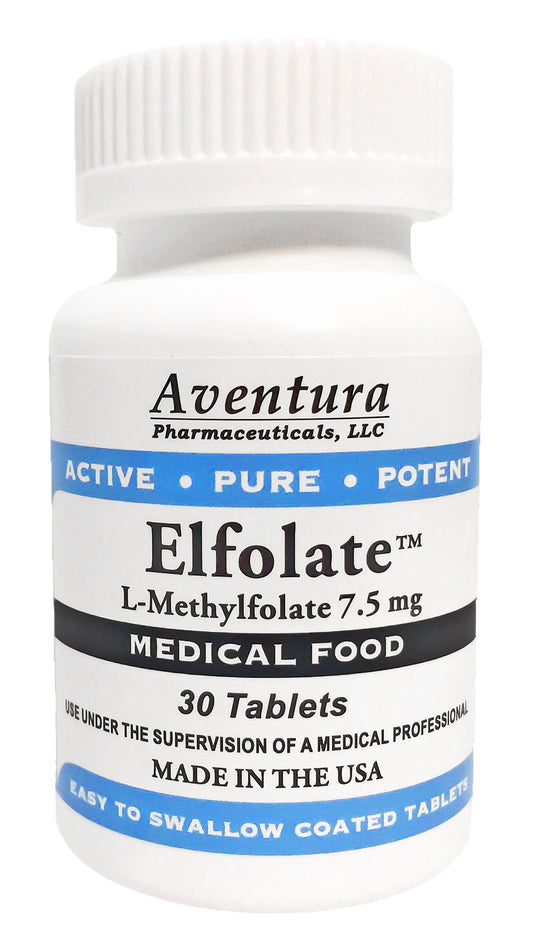 ELFOLATE bottle front view highlighting professional-strength L-Methylfolate for daily use