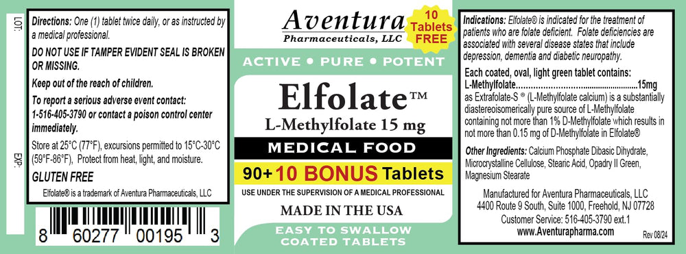 ELFOLATE label close-up emphasizes active L-Methylfolate and the bottle