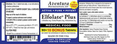 ELFOLATE Plus tablets close-up shows coated pills for easy swallowing.