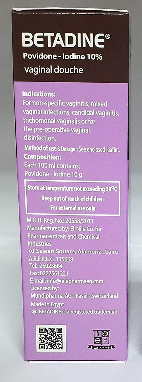 Elhawag BETADIN Vaginal Douche usage steps illustration for home care