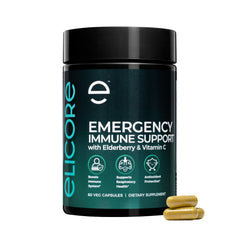 ELICORE Emergency Immune Support bottle ready for daily routine use.