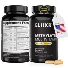 Eliixr methylated multivitamin bottle front for daily nutrient support.