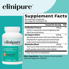 Elimipure Gut Cleanse on the kitchen counter for easy access.