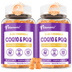 ELLAMENTZ CoQ10 Gummies packshot highlighting high-potency energy support.