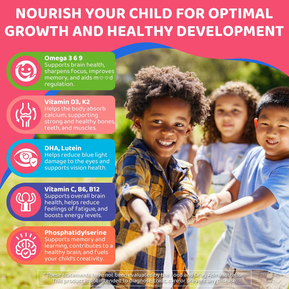 ELLAMENTZ DHA brain-focus gummies—potential support during learning and study sessions.