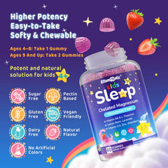 ELLAMENTZ Kids Sleep Gummies bottle cap image hints user-friendly packaging