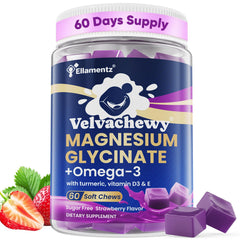 ELLAMENTZ magnesium glycinate gummies bottle for convenient daily support.