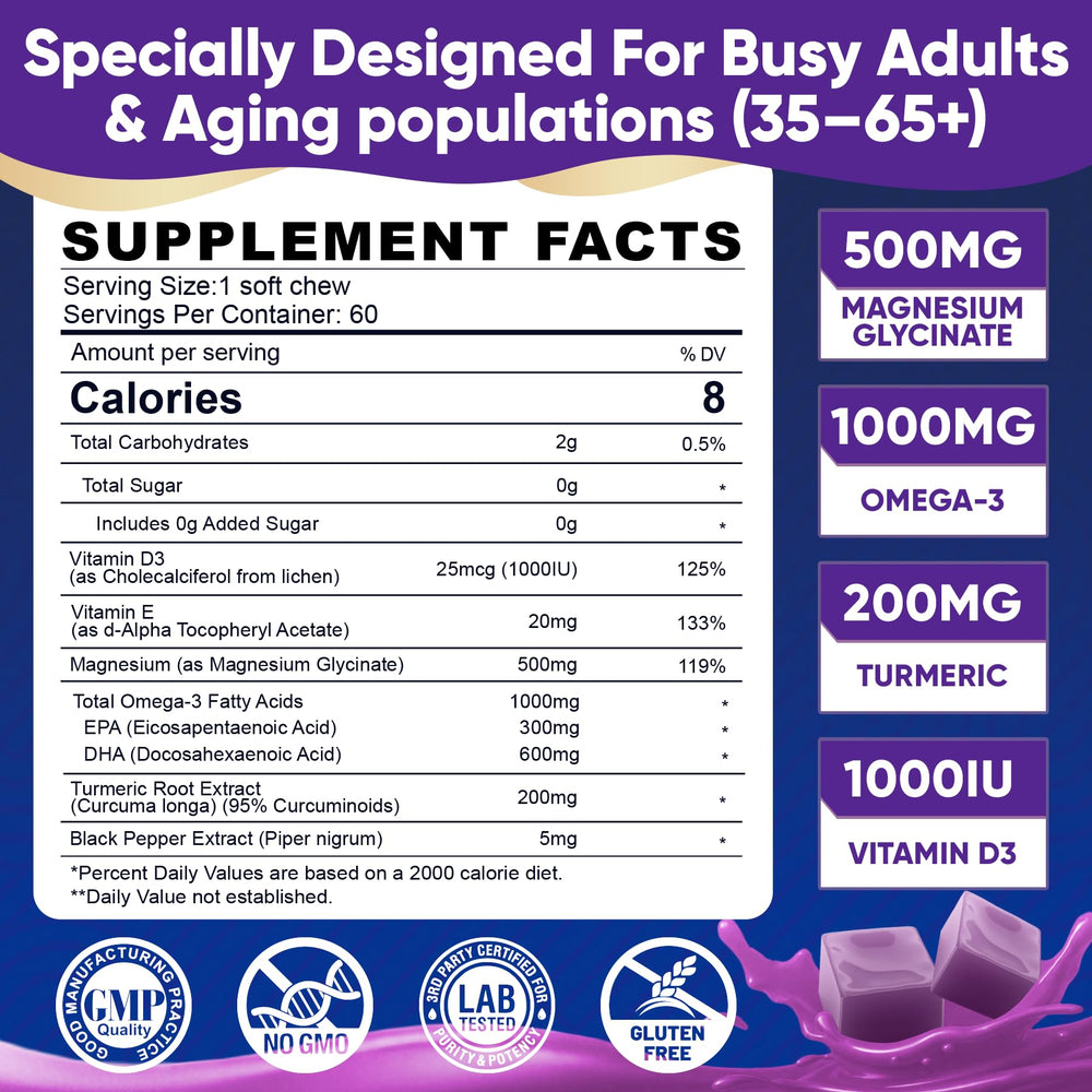 ELLAMENTZ magnesium glycinate gummies portion showing daily dosage idea.