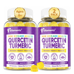 ELLAMENTZ Quercetin Gummies bottle highlighting 1000mg quercetin for daily immune support