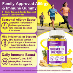 ELLAMENTZ Quercetin Gummies ingredients panel close-up with bromelain and turmeric