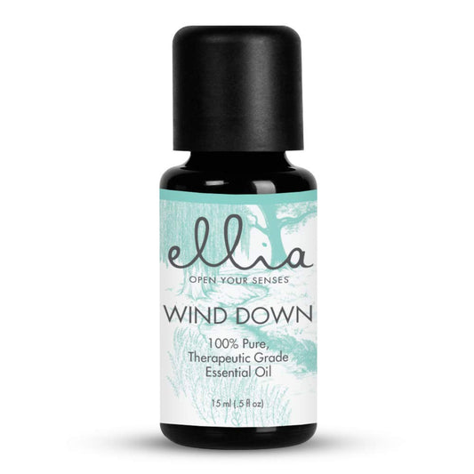Ellia Wind Down bottle pour with lavender scent, promoting a calm evening atmosphere.