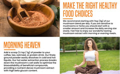 Label on Ellie's Best 7 Mushroom Powder highlighting organic blend for daily use.