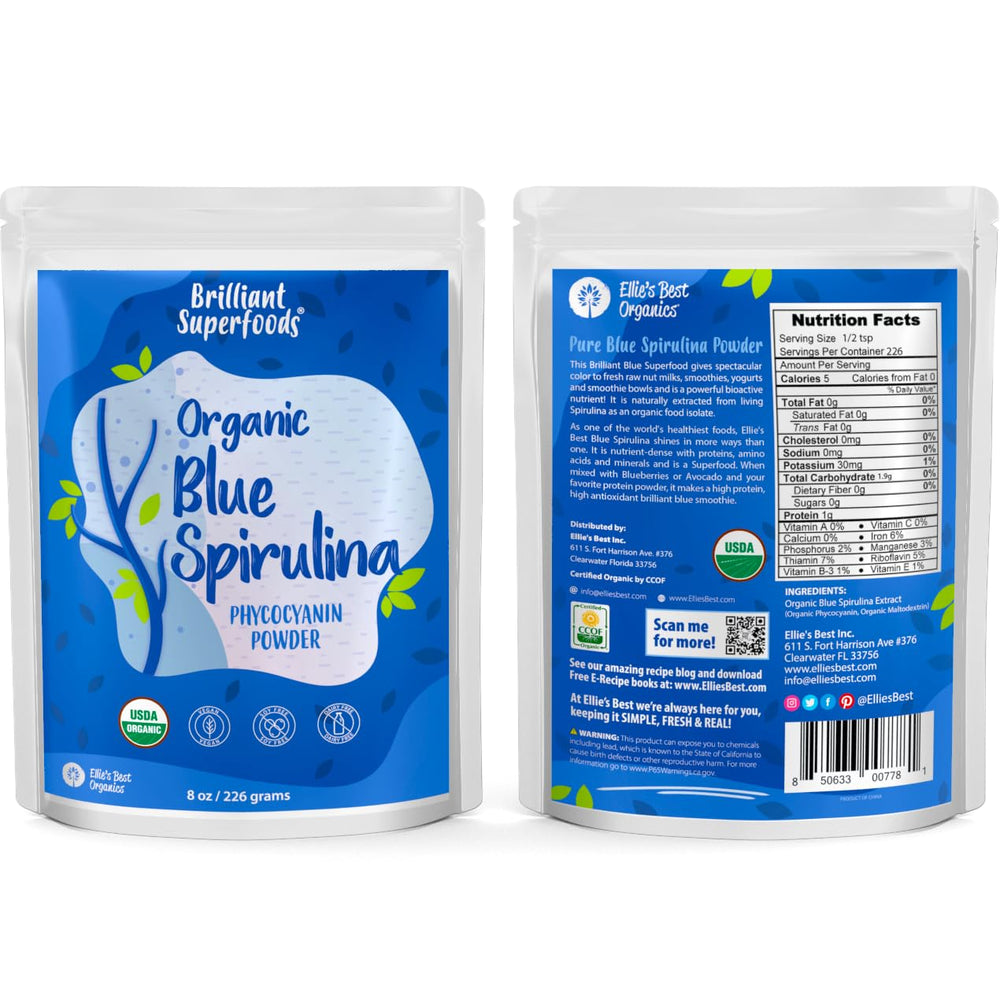 Scoop of Ellie's Best spirulina powder for precise portions in shakes