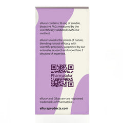 Ellura bottle side view emphasizes vegan, gluten-free formula for everyday use.