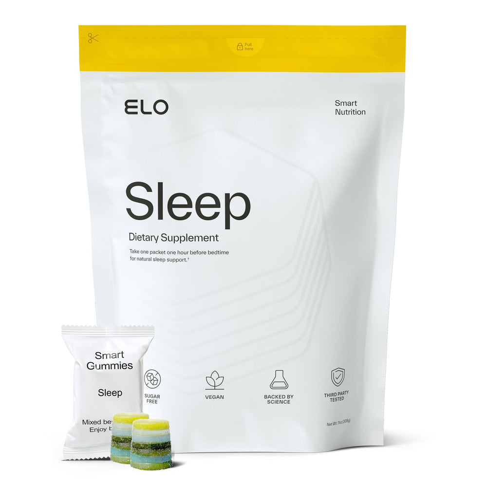 Elo Health Sleep Gummies bottle ready for nightly routine to support restful evenings.