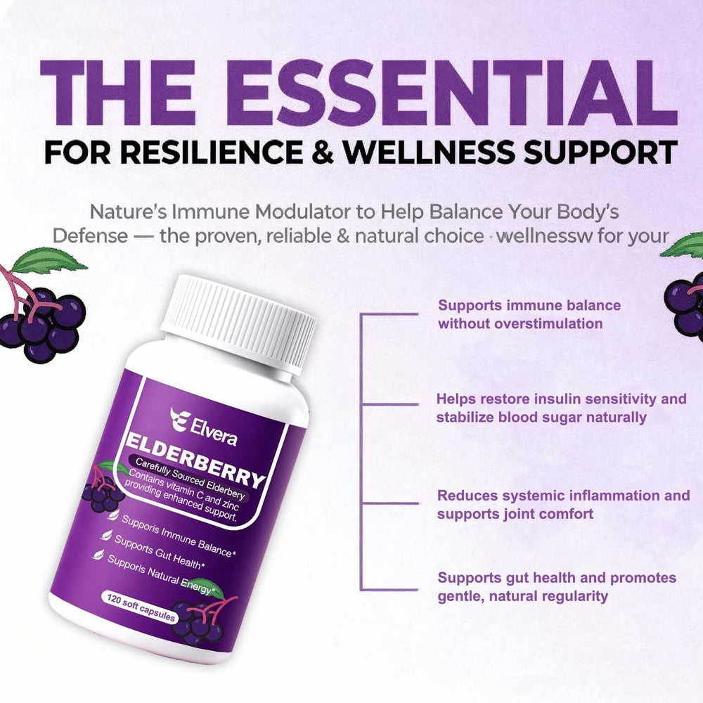 ELSORY Elvera capsules closeup emphasizes zinc and vitamin C synergy for resilience.