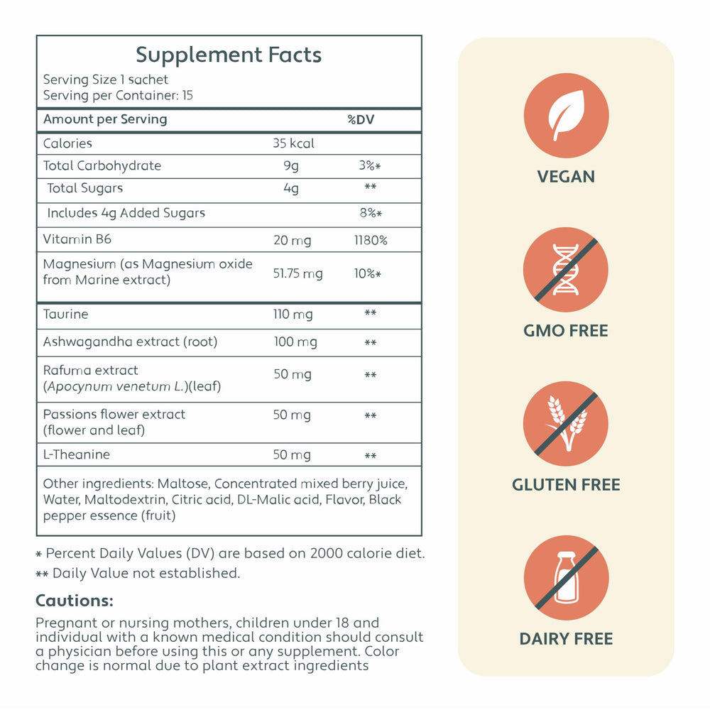 ELVD Calm & Clarity packaging highlights L-Theanine and Taurine ingredients.