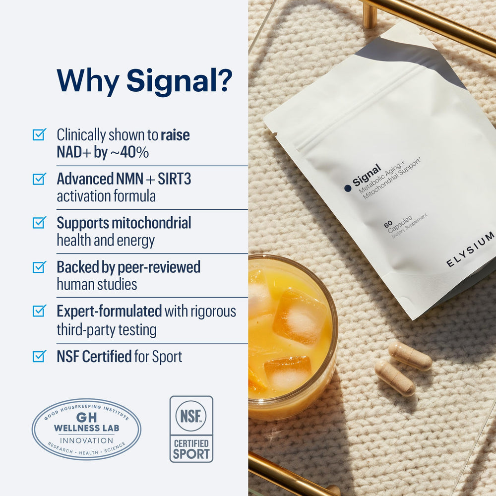 ELYSIUM Signal NMN bottle with daily dose visual cue
