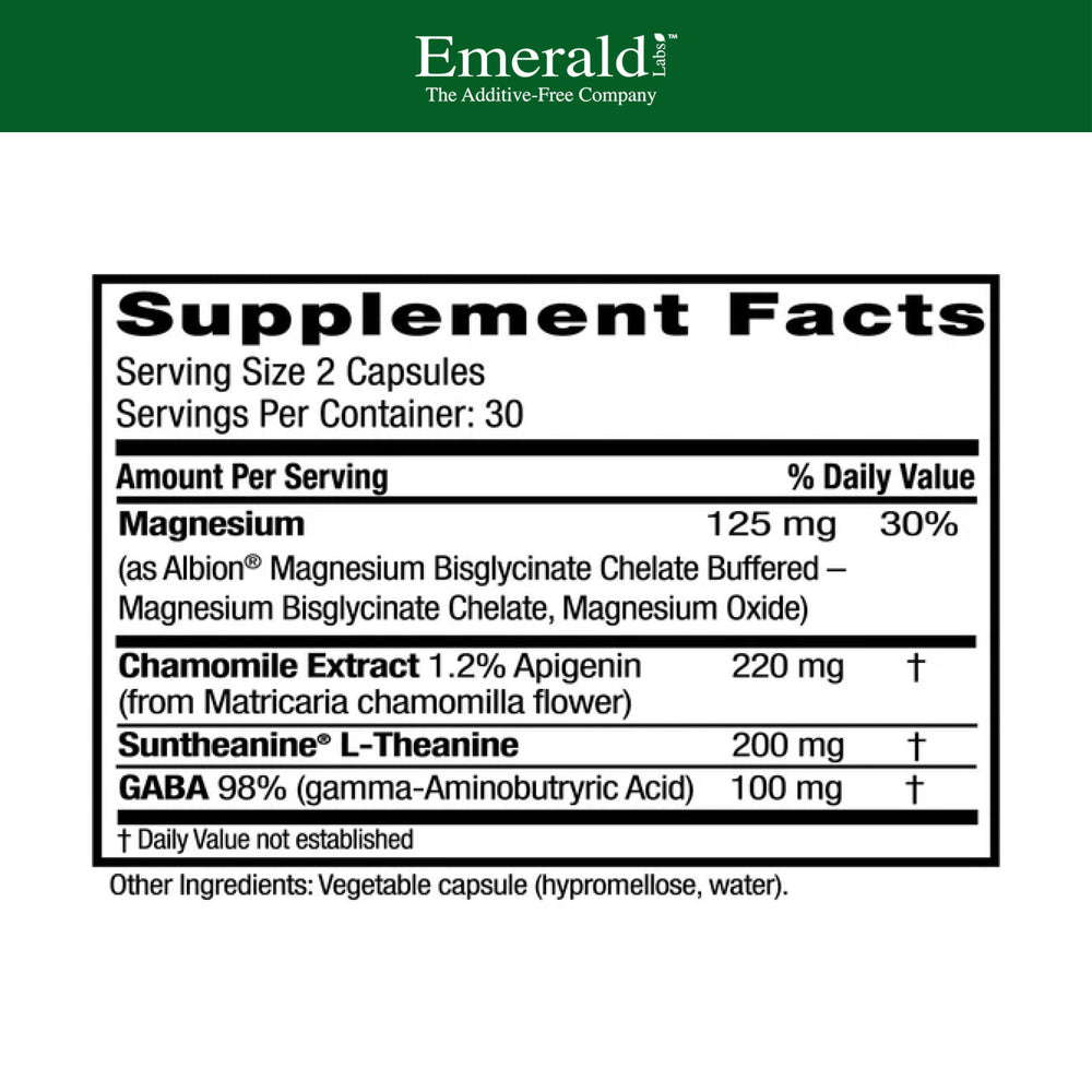 Emerald Labs Cerebral Calm capsules for convenient brain health support during busy days.