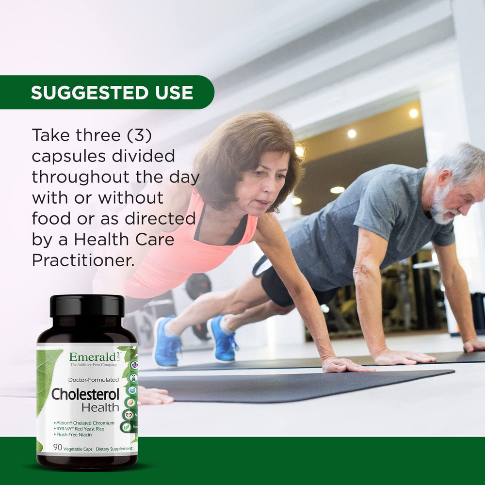Emerald Labs Cholesterol Health capsules closeup showing plant based capsules