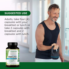 Emerald Labs Men's 45+ multivitamin tablets arranged for everyday wellness