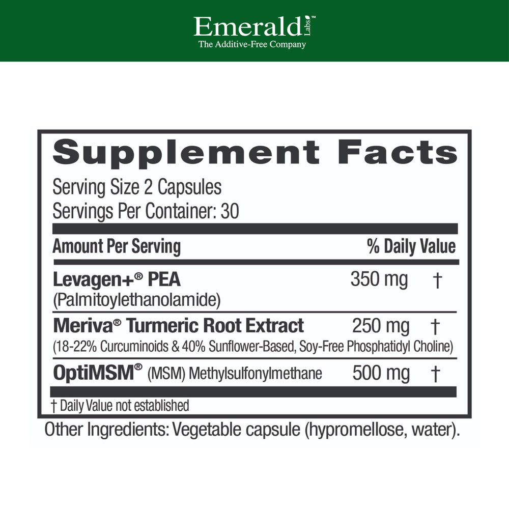 Emerald Labs Pea+ with Levagen+ capsules for convenient recovery after workouts