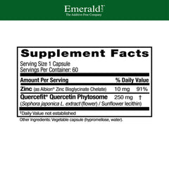 Emerald Labs Quercetin Phytosome Plus bottle pour illustrating convenient daily use
