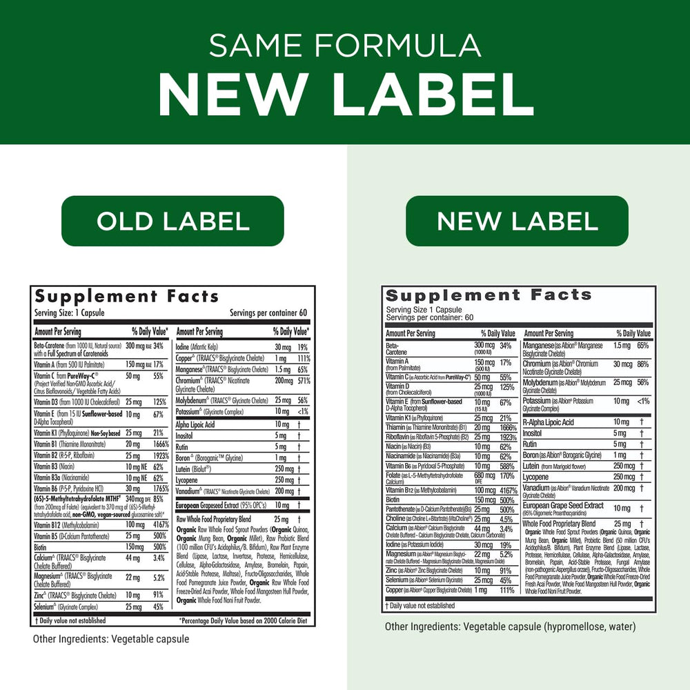 Vegetable capsules from Emerald Labs multivitamin highlighting gluten-free formulation
