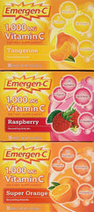 Emergen-C 1000 mg vitamin C packets front view – ideal for on-the-go hydration with flavor variety.