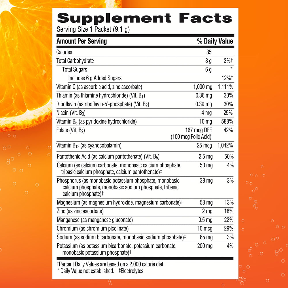 Emergen-C 90-count three month supply packaging for consistent daily use.
