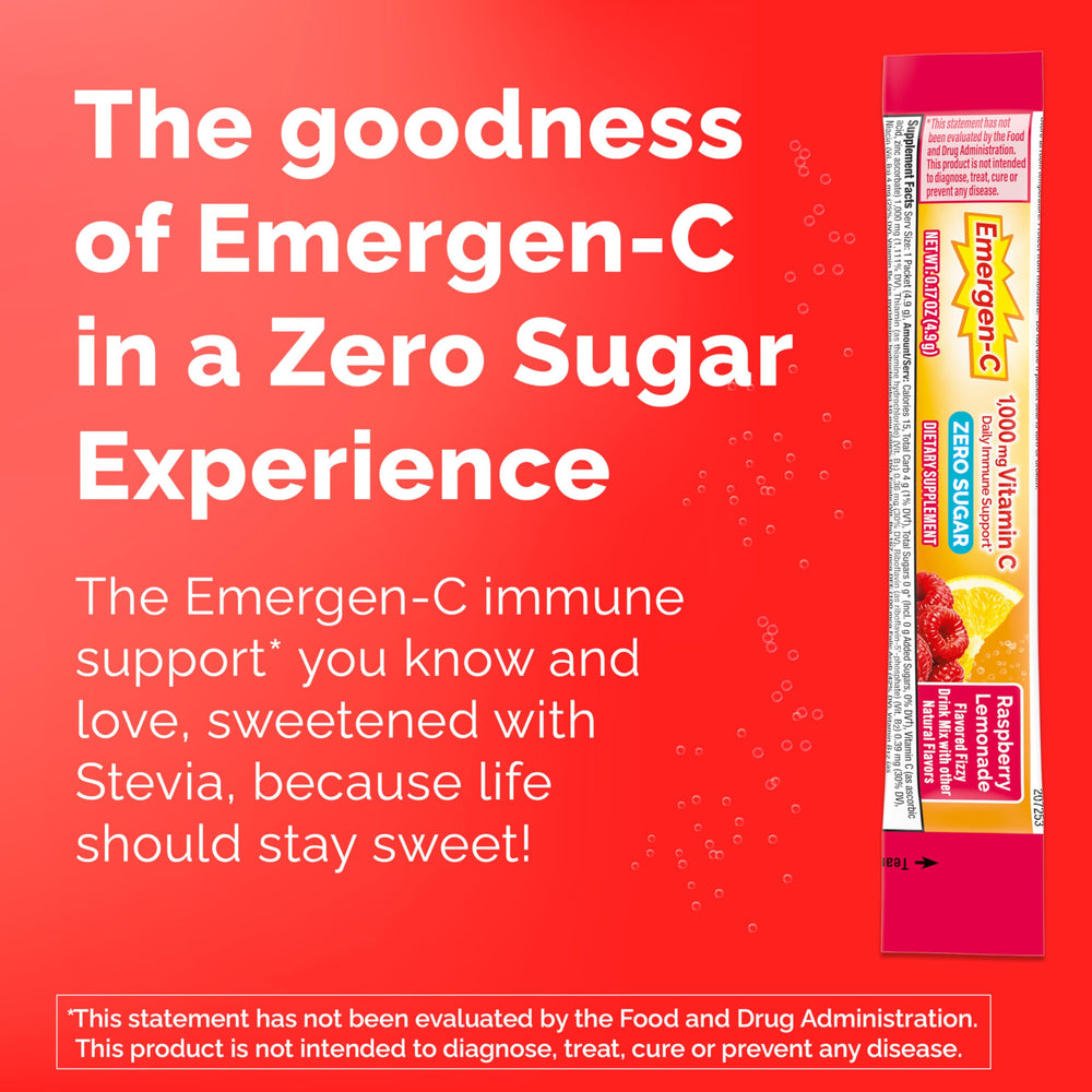 Pouring Emergen-C into water to create a fizzy, sugar-free citrus flavor.