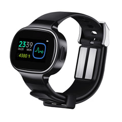 EmeTerm Smart wristwatch on wrist delivering potential nausea relief during travel.