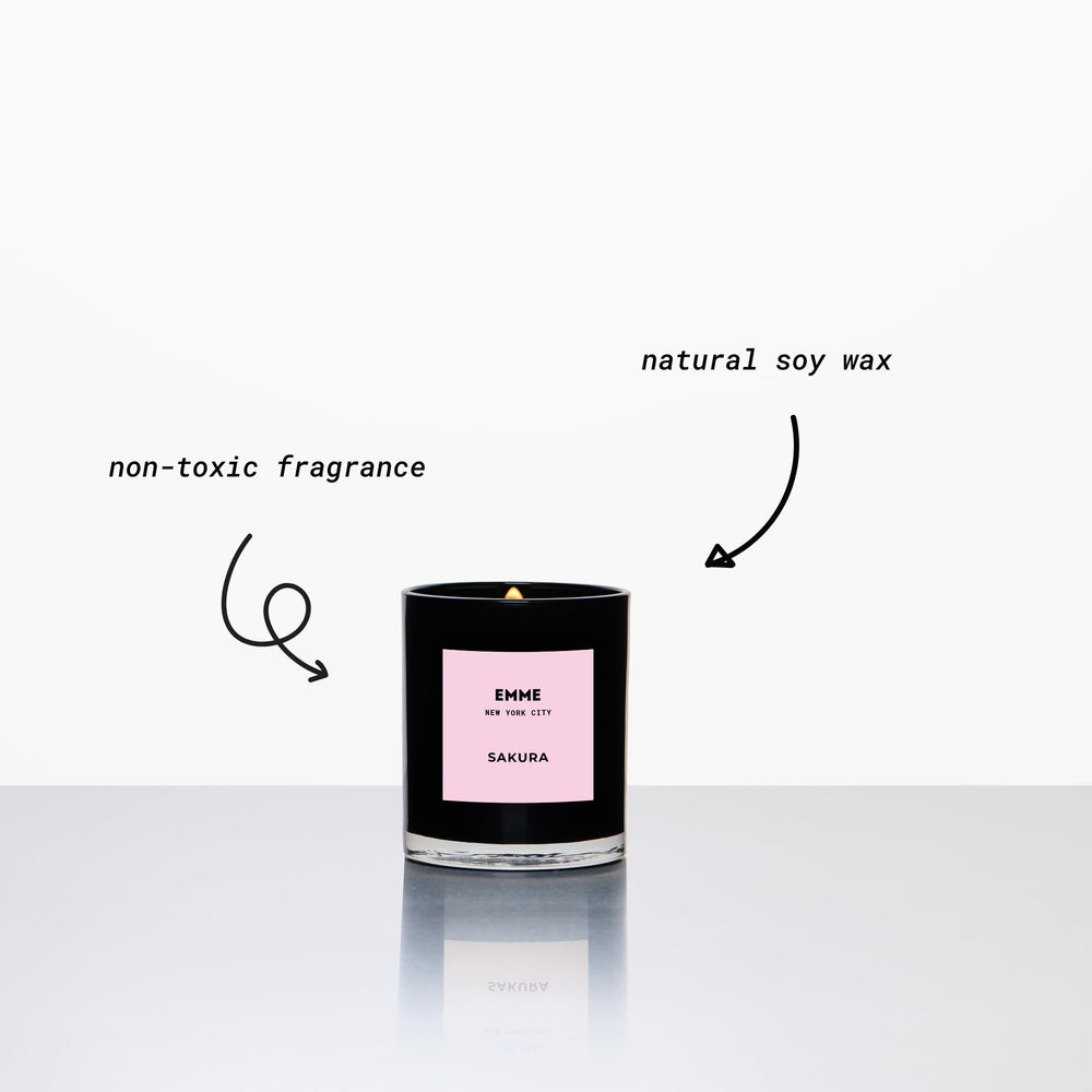 EMME Sakura wood wick candle crackles softly, delivering a calm ambience.