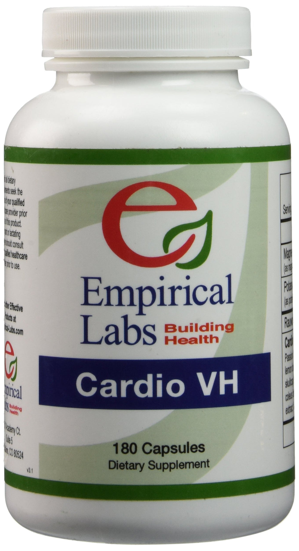 Empirical Labs Cardio VH bottle front with easy-to-take capsules for daily wellness.