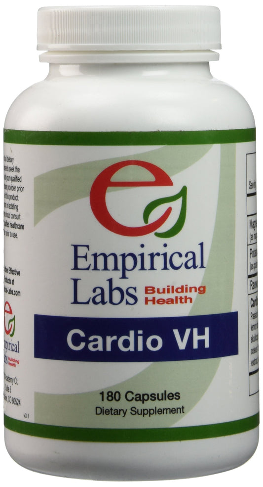 Empirical Labs Cardio VH bottle front with easy-to-take capsules for daily wellness.