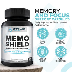 MemoShield bacopa-monnier-capsules – herbal formula shown for memory and learning support in daily wellness.