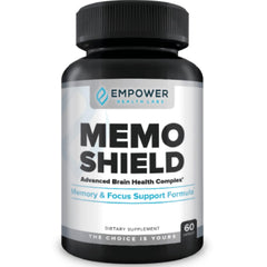 MemoShield bottle label – clear branding for easy recognition and daily brain support.
