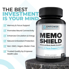MemoShield pill close-up – small, easy-to-take capsules designed for daily brain support.