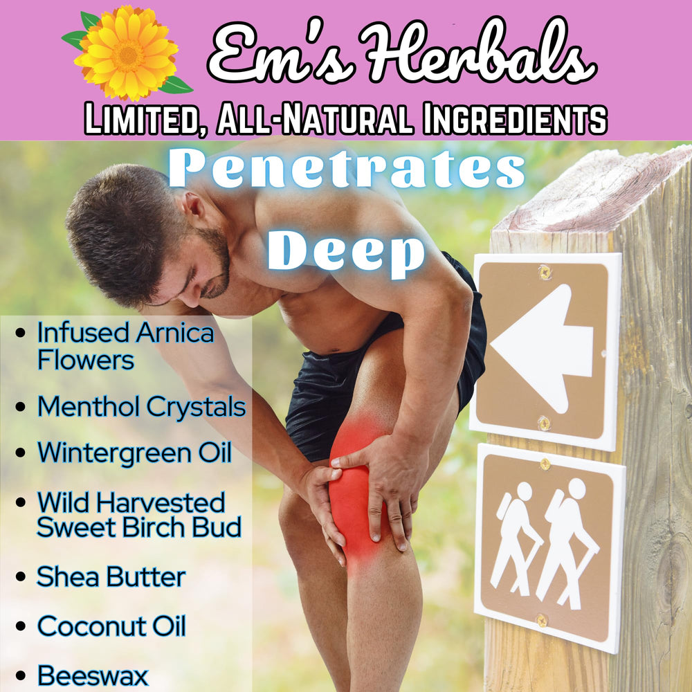 Em's Herbals Arnica Salve with roasted shea butter for a rich texture