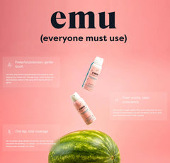 Label on EMU sanitizer bottle highlighting Made in USA quality