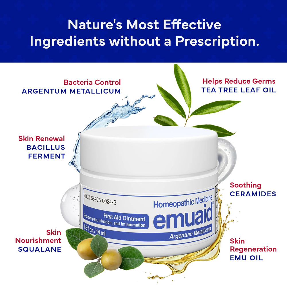 EMUAID ointment packaging close-up emphasizing 16oz jar